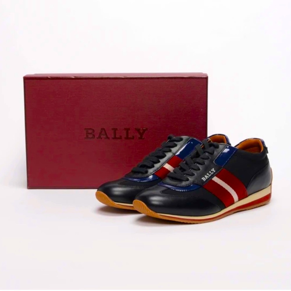 Bally Leather Sneakers black calf plain Althea New